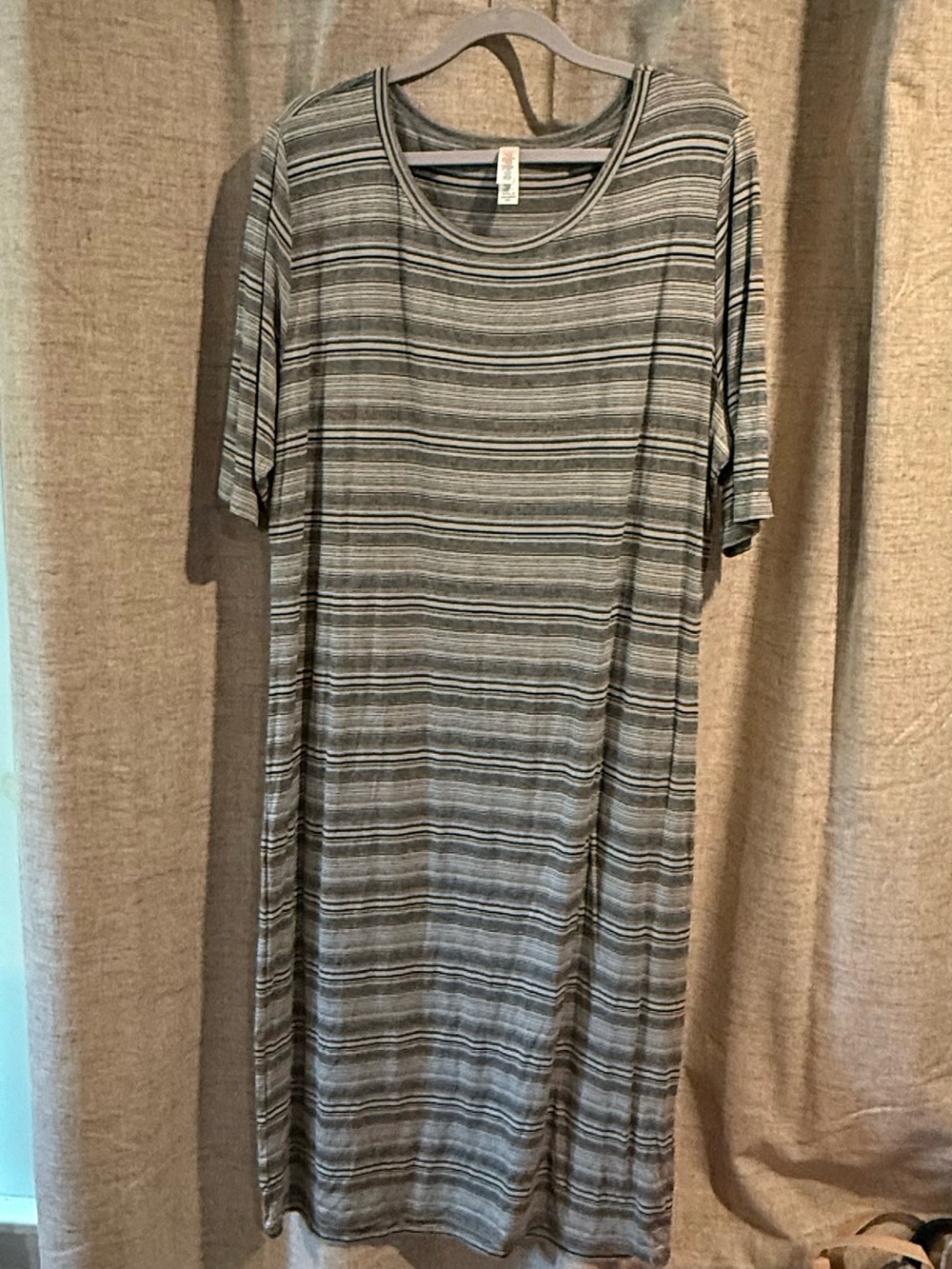 LuLaRoe Gray Striped Julia Midi Dress